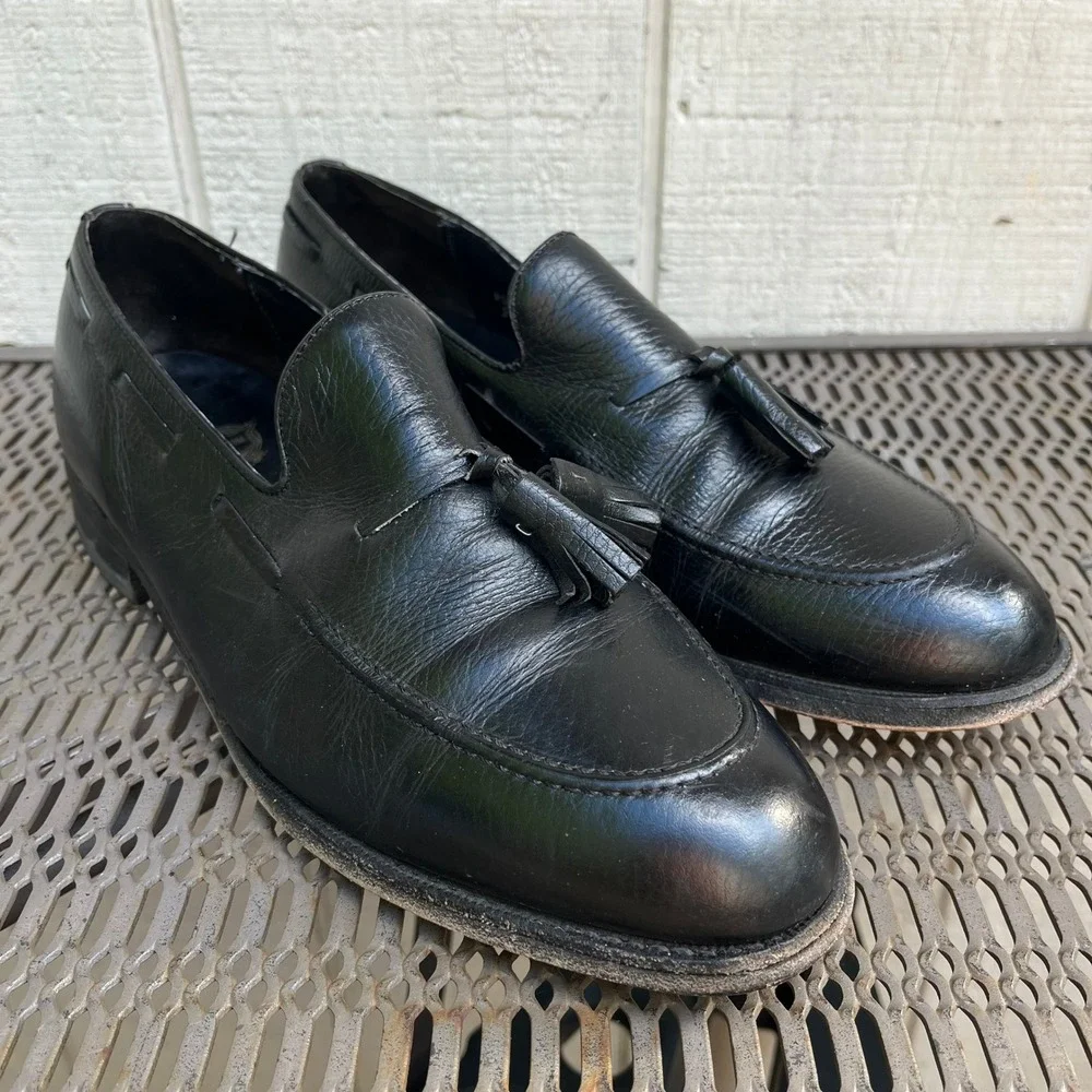 Florsheim Tassel Loafers Men 10.5 D Black Leather Dress Shoes 20195 Missing